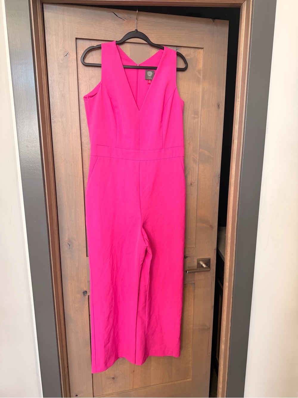 Vince Camuto Bright Pink Sleeveless V-Neck Wide-Leg Jumpsuit